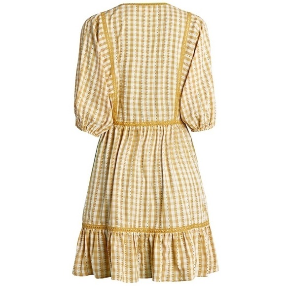 NEW! MAX STUDIO Gingham Puff Sleeve Peasant Dress L - Picture 3 of 8